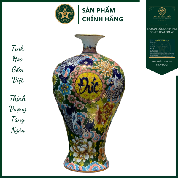 Họa Tiết Chữ "Đức" & "Cá Chép Bên Hoa Mẫu Đơn" - Vẽ Vàng 24K Cao Cấp