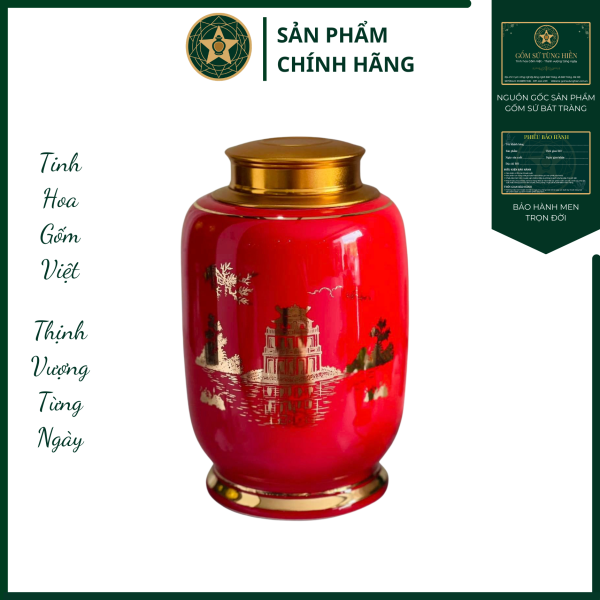 Họa Tiết "Hồ Hoàn Kiếm" Men Bóng - Vẽ Vàng 24K