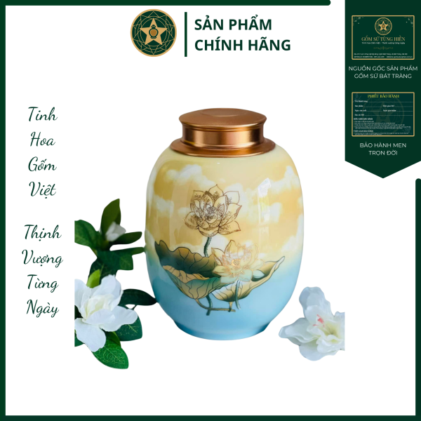 Họa Tiết "Sen Vàng" Men Màu - Vẽ Vàng 3D