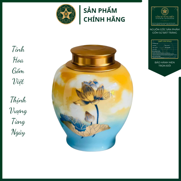 Họa Tiết "Hoa Sen Vàng" Men Màu - Vẽ Vàng 3D