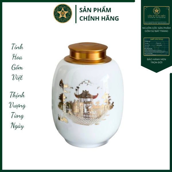 Họa Tiết " Văn Miếu Quốc Tử Giám" Men Bóng - Vẽ Vàng 24K